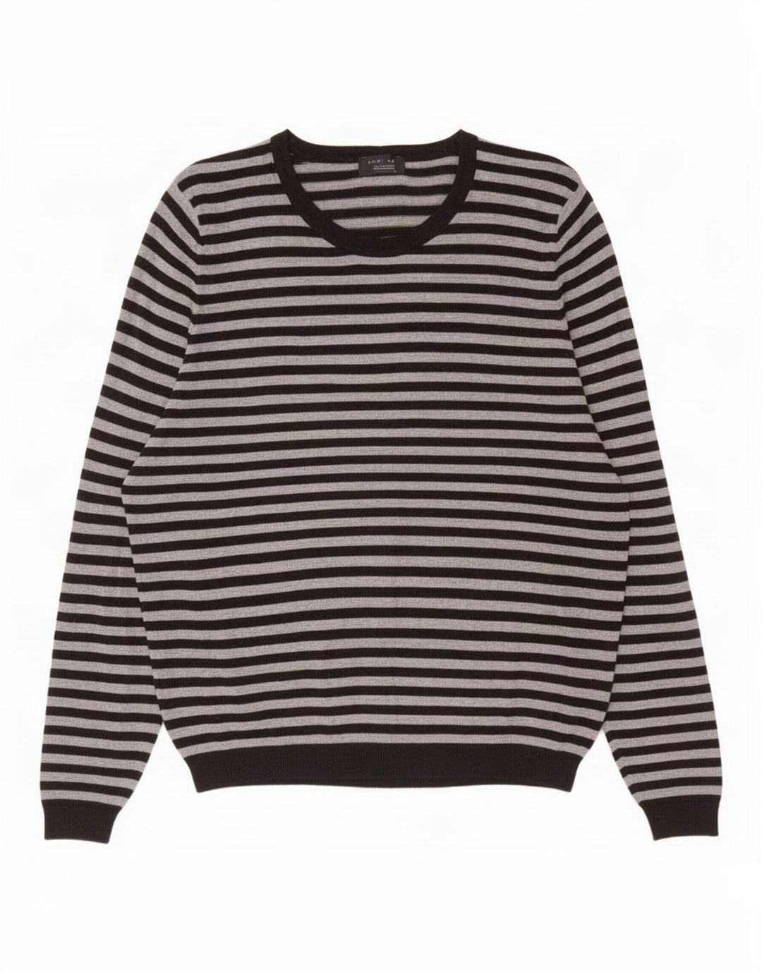 Zara Herren Top Langarm XL Grau gestreift Viskose