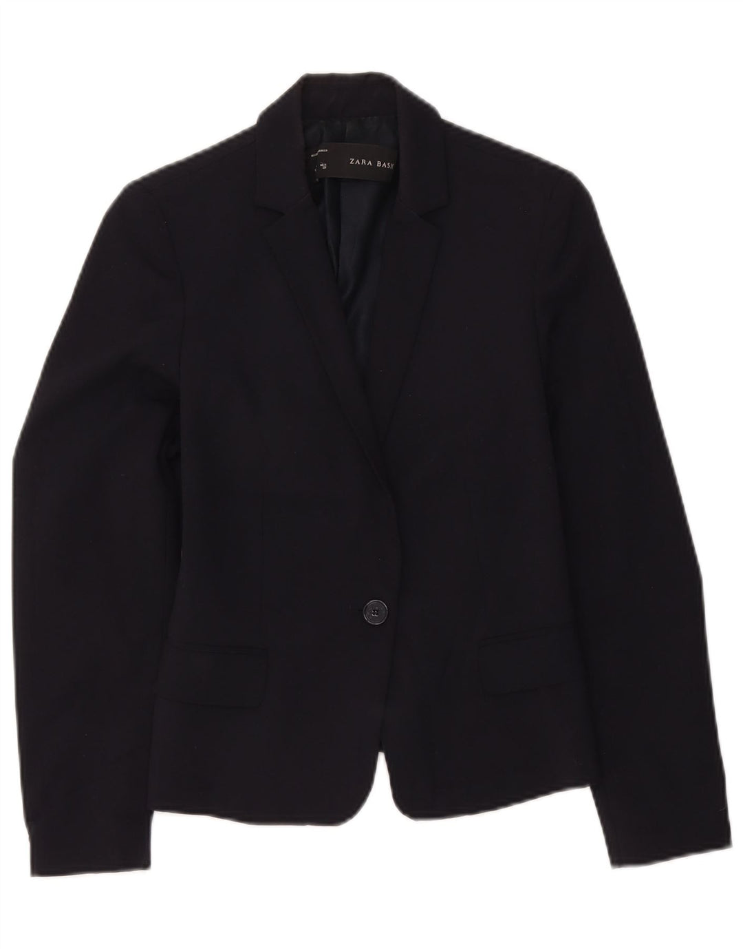 Zara Damen 1-Knopf-Blazerjacke UK 12 Mittelmarineblaues Polyester