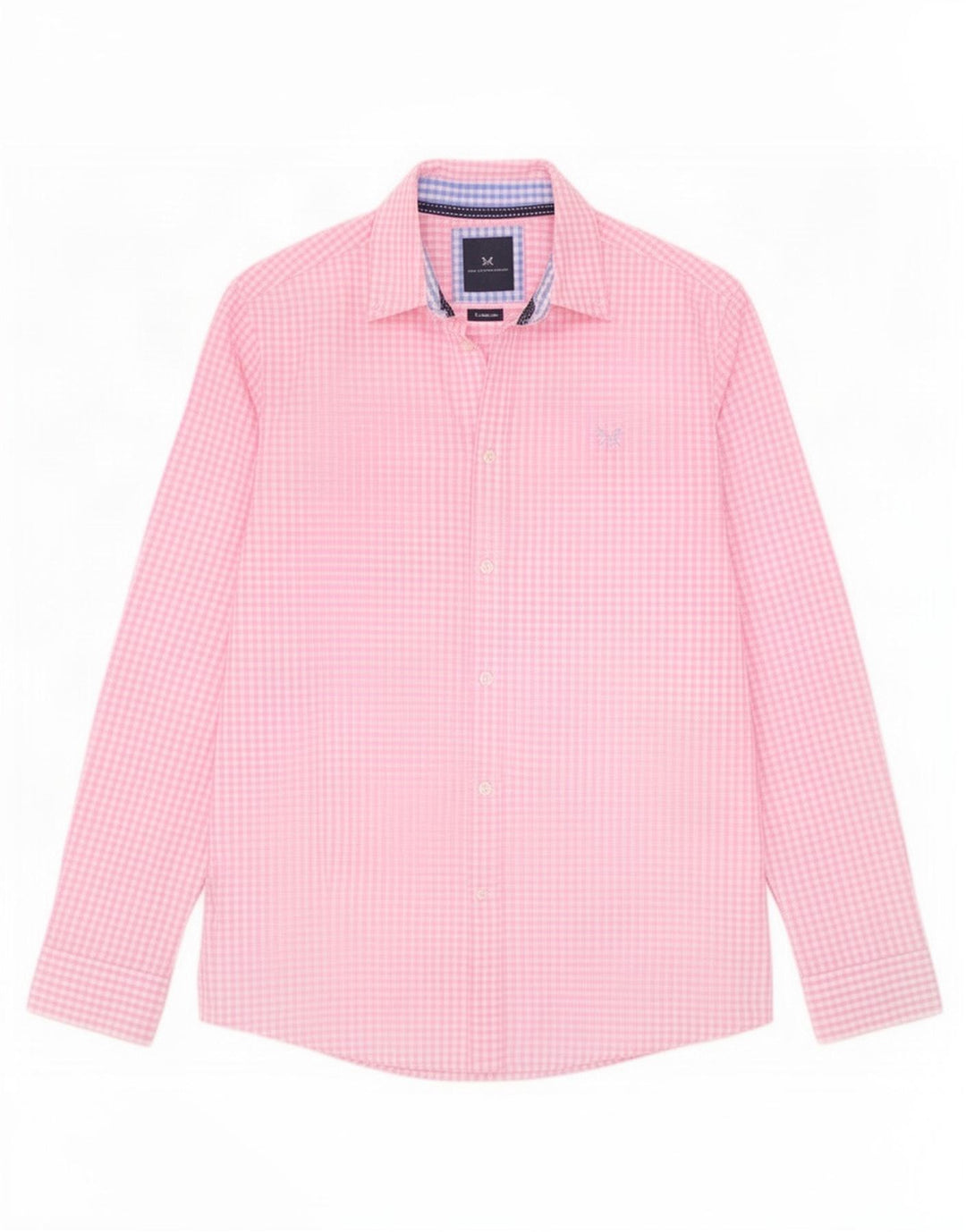 Crew Clothing Herren-Hemd mit klassischer Passform, mittelrosa Gingham-Baumwolle