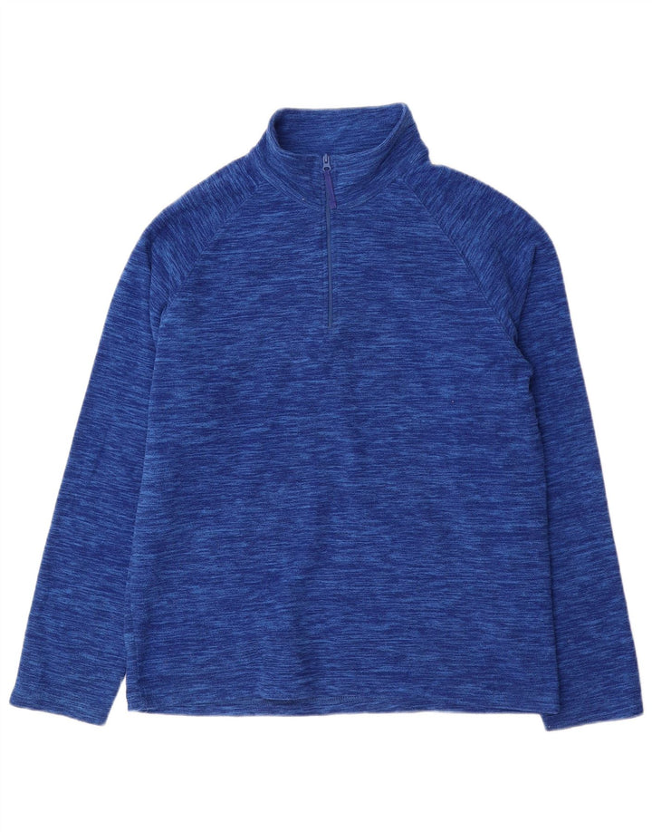 Mountain Warehouse Herren-Fleecepullover mit Reißverschluss am Kragen, kleines, blau meliertes Polyester