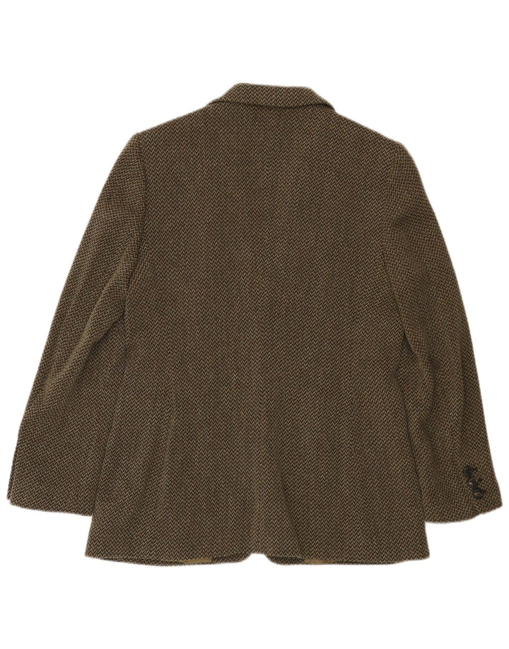 MONDI Damen-Blazer mit 1 Knopf, EU 40, mittelgrüne Chevron-Schurwolle