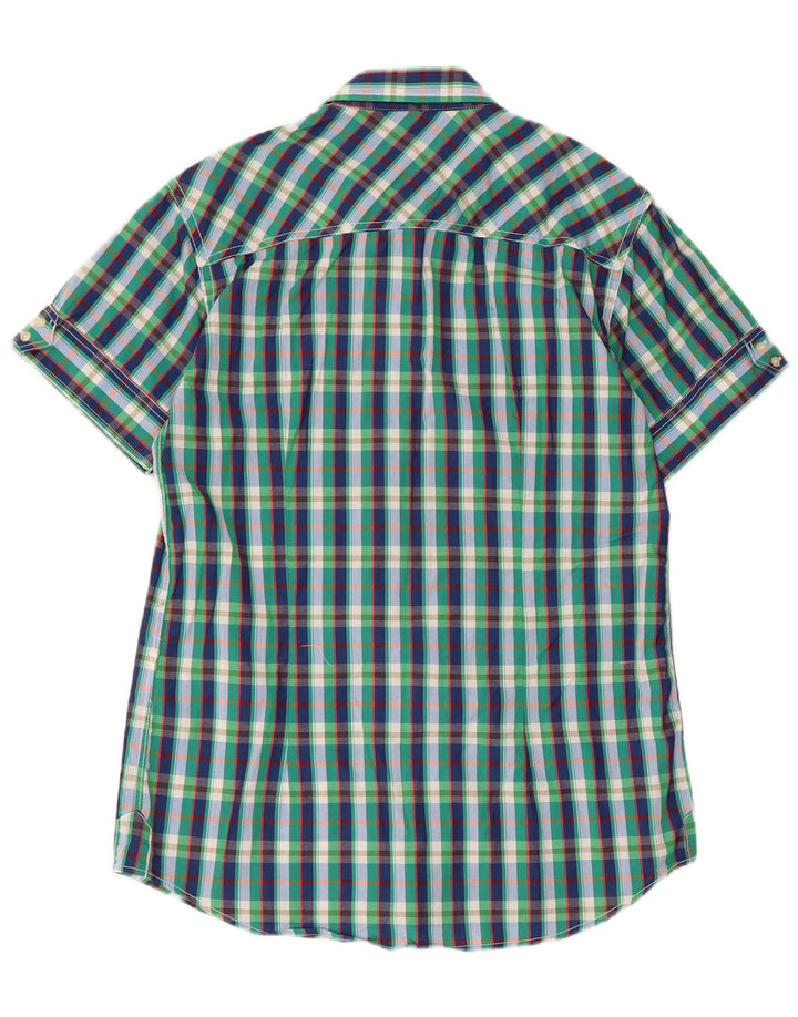 Carrera Herren Slim Fit Kurzarm-Militärhemd, groß, mehrfarbig kariert