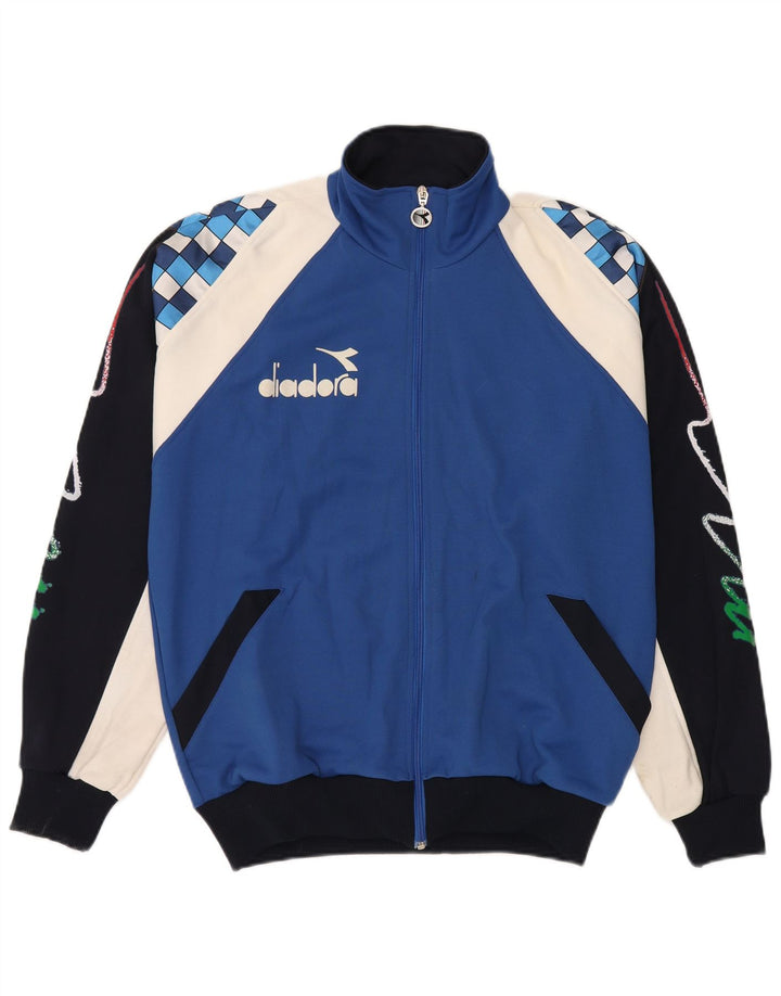 Diadora Herren-Trainingsanzug mit grafischem Oberteil, großes, blaues Farbblock-Polyester