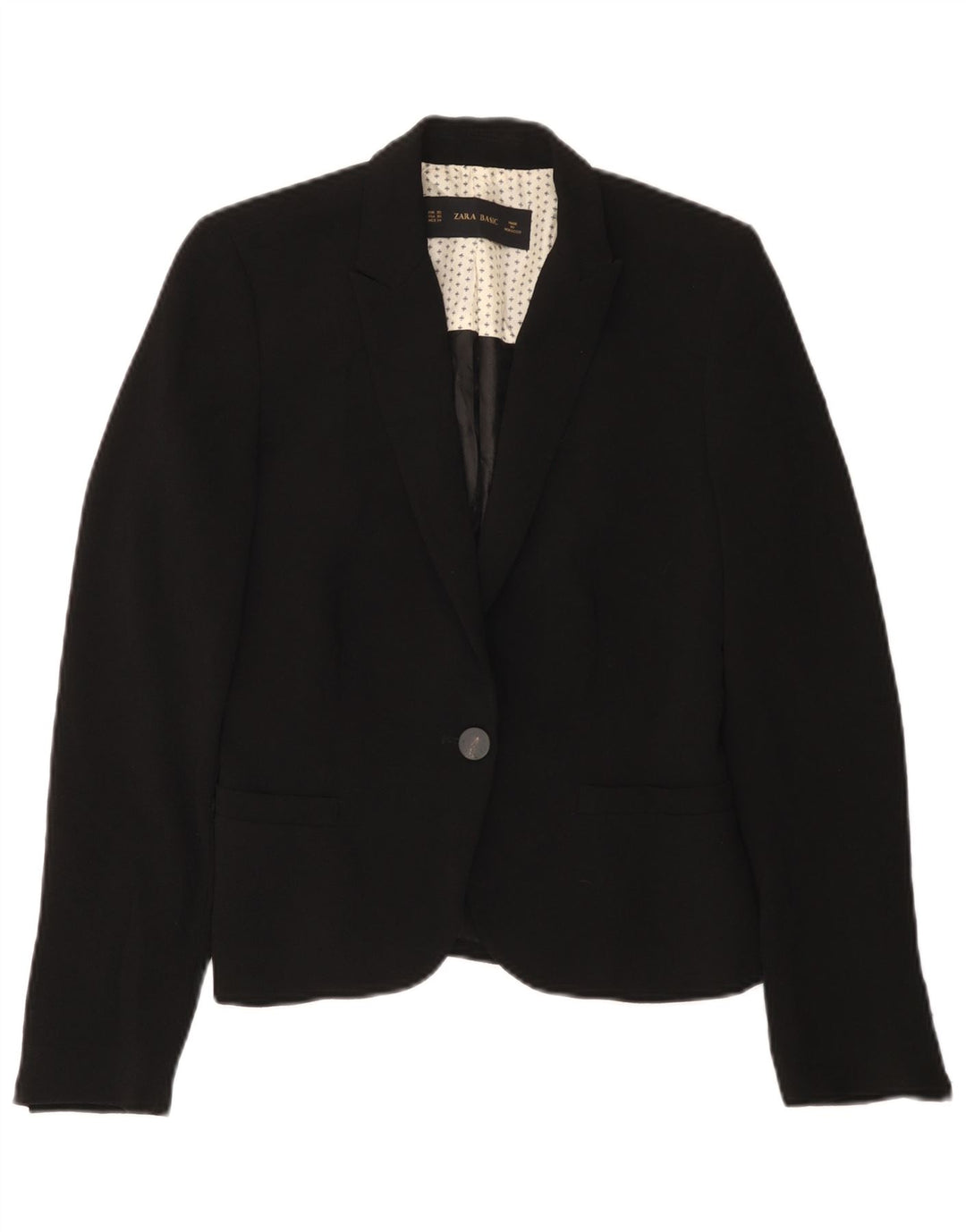 Zara Damen 1-Knopf-Blazerjacke UK 6 XS Schwarz