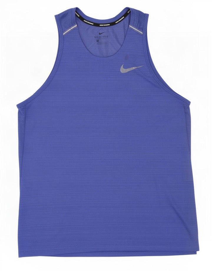 Nike Herren-Dri-Fit-Weste, großes, blaues Nadelstreifen-Polyester