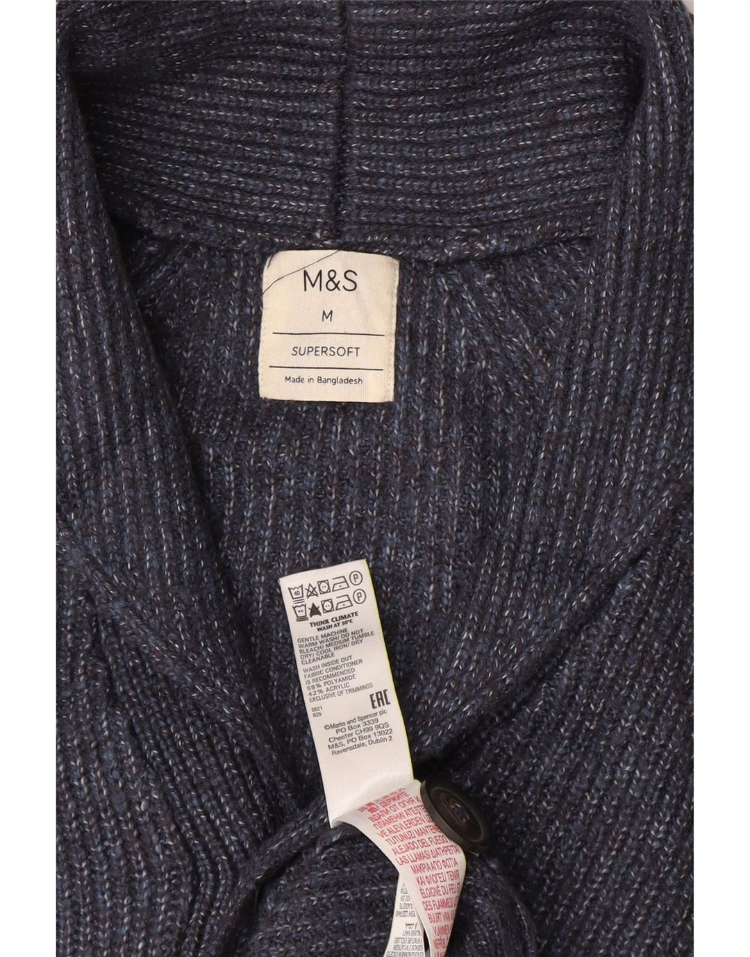 Marks & Spencer Herren-Strickjacke, Mittelblau, Polyamid