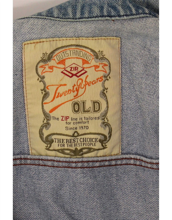 Vintage Herren Jeansjacke UK 14 Mittelblau geblümt