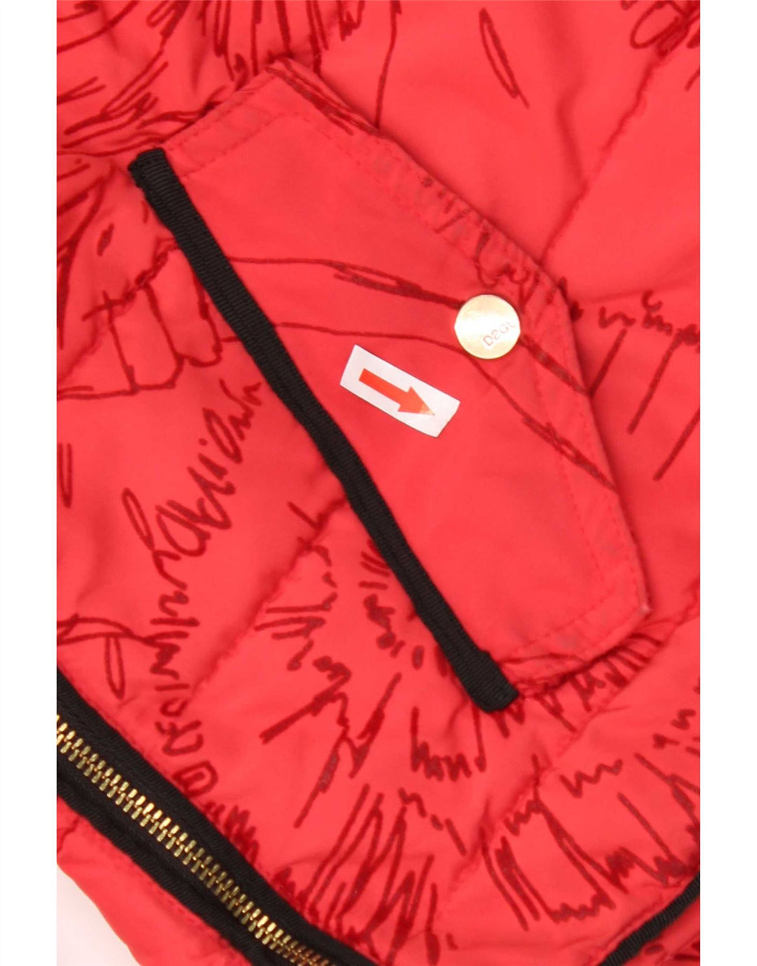 Desigual Damen-Kapuzenjacke, gepolstert, EU 44, XL, rotes Blumenmuster, Polyester