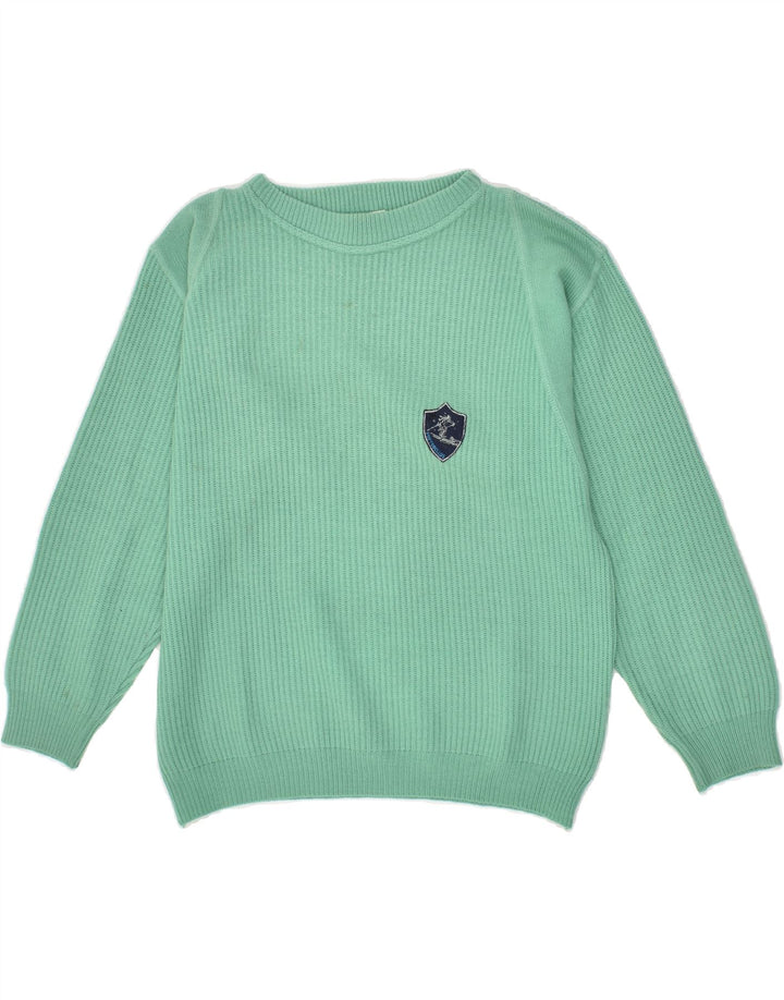 VINTAGE Womens Boat Neck Jumper Sweater UK 12 Medium Green Acrylic | Vintage Vintage | Thrift | Second-Hand Vintage | Used Clothing | Messina Hembry 