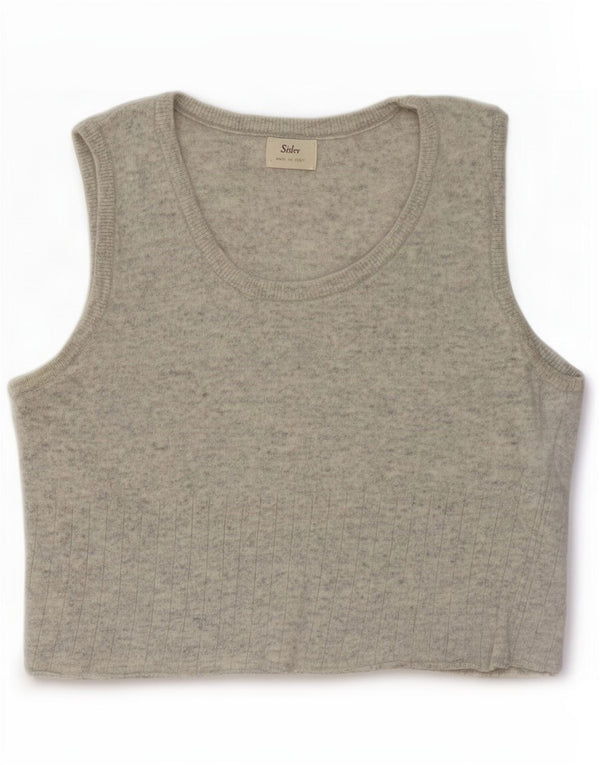 Sisley Damen Crop Vest Tank Top UK 10 Small Graue Wolle