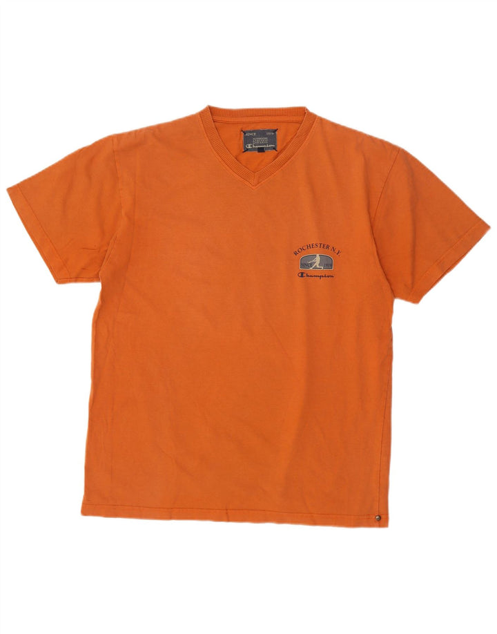 Champion Herren T-Shirt Top Large Orange Baumwolle