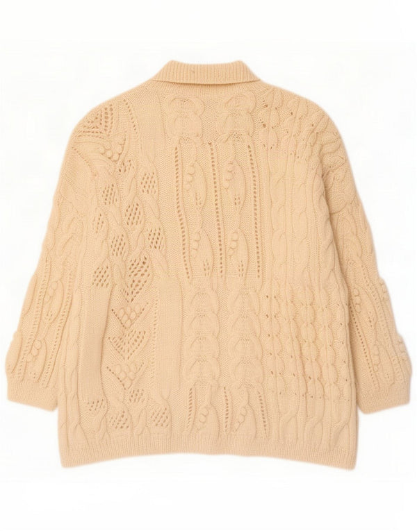 Vintage Womens Oversized Roll Neck Jumper Sweater UK 20 3XL Beige