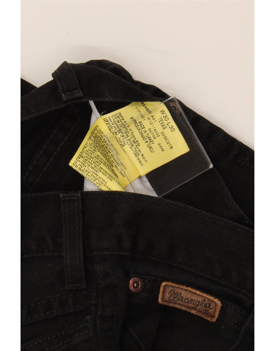 WRANGLER Herren Texas Straight Jeans W30 L26 Schwarze Baumwolle