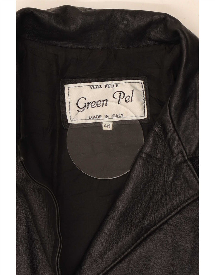 Vintage Damen Ledermantel IT 46 Large Schwarz