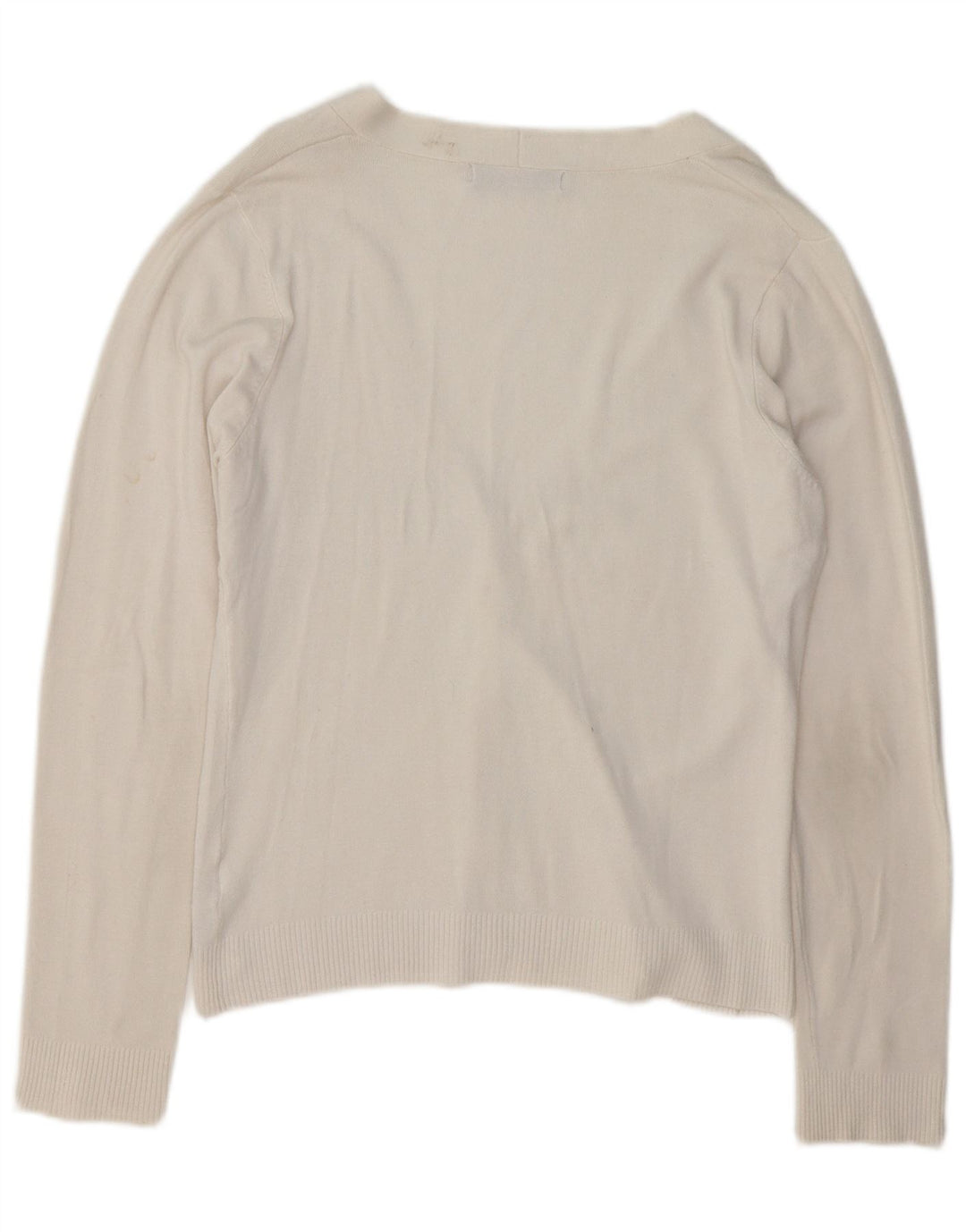 Zara Damen-Cardigan-Pullover UK 16 Large Weiß Rayon