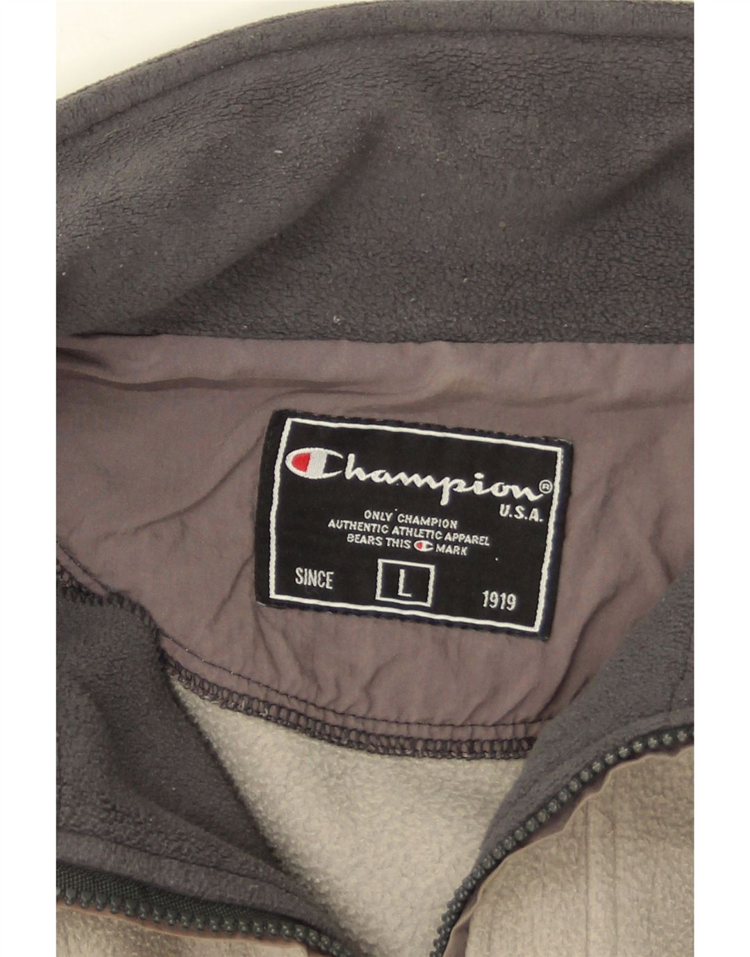 Champion Herren-Fleecepullover mit Reißverschluss am Hals, groß, Grau, Farbblock