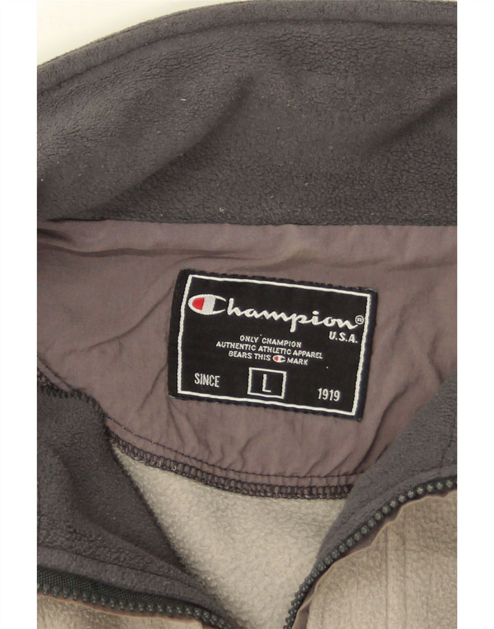Champion Herren-Fleecepullover mit Reißverschluss am Hals, groß, Grau, Farbblock