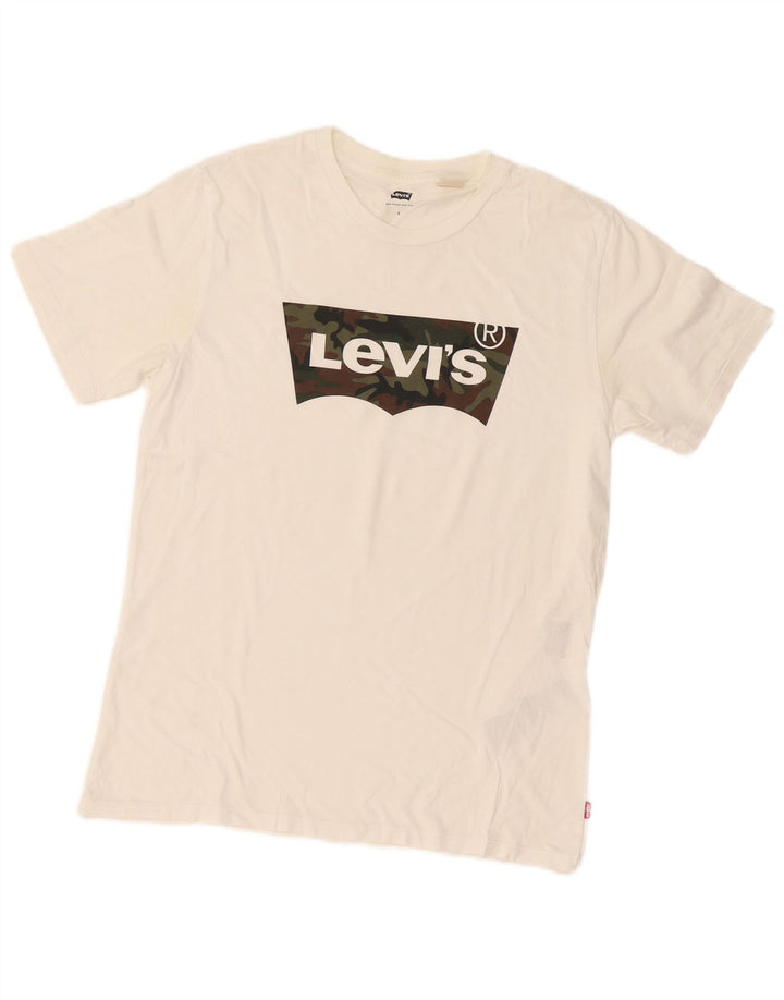 Levi's Herren-T-Shirt mit Grafik, Größe S, weiße Baumwolle