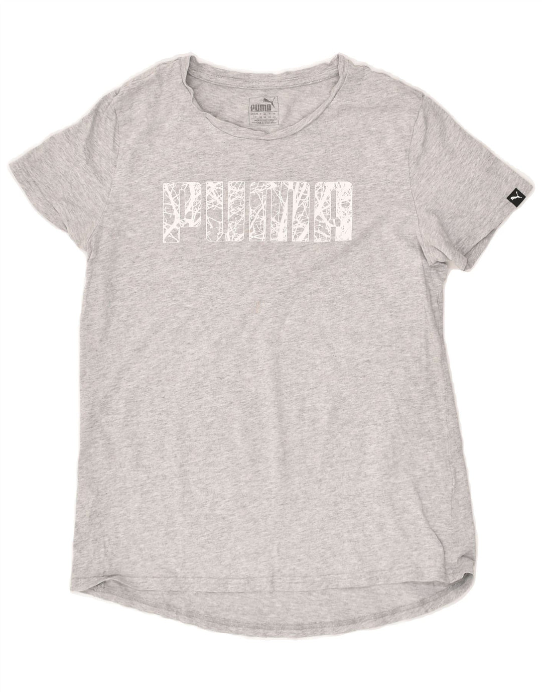 PUMA Womens Graphic T-Shirt Top UK 14 Medium Grey | Vintage Puma | Thrift | Second-Hand Puma | Used Clothing | Messina Hembry 