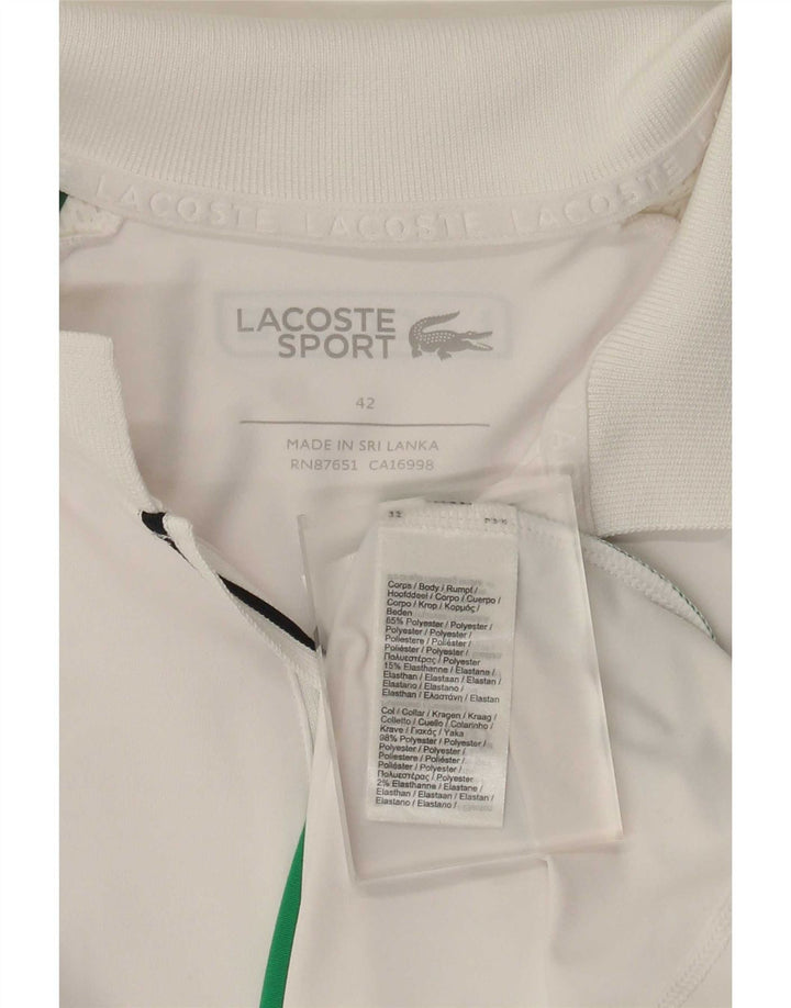 Lacoste Damen-Poloshirt, Größe 42, groß, weißes Colourblock-Polyester
