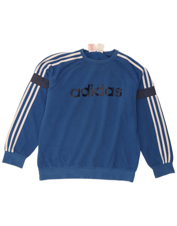 Adidas Jungen Grafik-Sweatshirt, Pullover, 15–16 Jahre, blaue Farbblock-Baumwolle