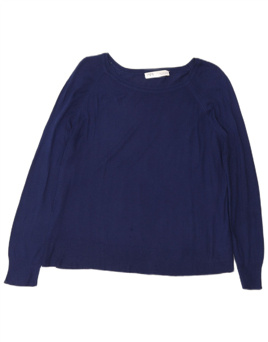 Zara Damen-Pullover mit U-Boot-Ausschnitt, UK 14, mittlere marineblaue Viskose