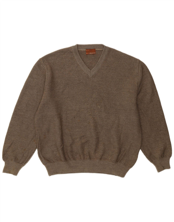 Marks & Spencer Herren-Pullover mit V-Ausschnitt in mittlerem Khaki