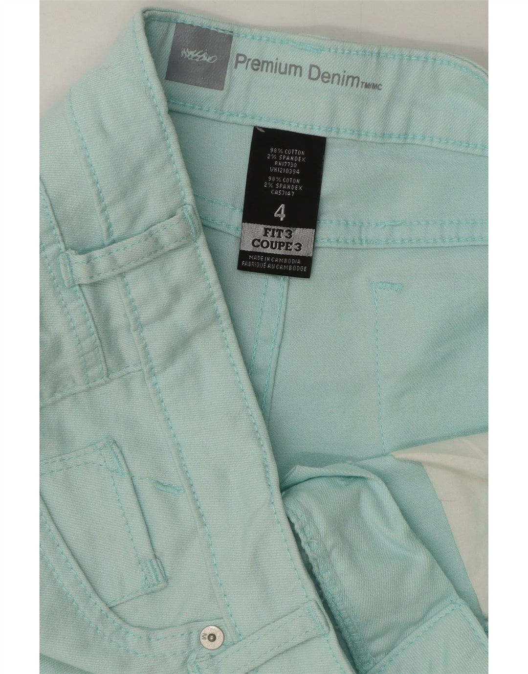 MOSSIMO Womens Skinny Jeans US 4 Small W32 L29 Turquoise Cotton