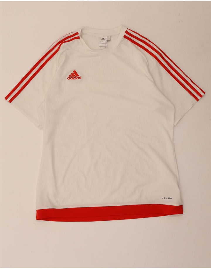 Adidas Herren Climalite T-Shirt Top Large Weiß Colourblock Polyester