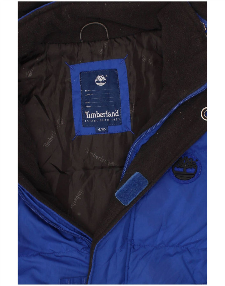 TIMBERLAND Wattierte Jungenjacke mit Kapuze, 5–6 Jahre, blaues Polyester