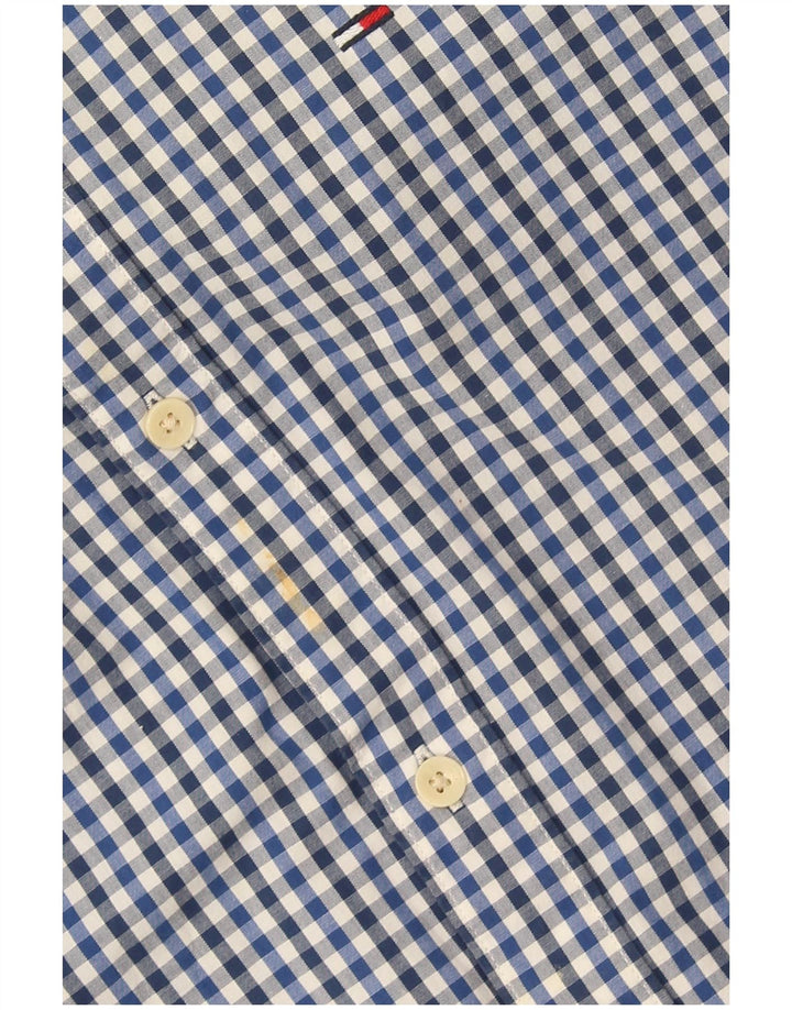 Tommy Hilfiger Herren-Hemd mit normaler Passform, XL, blaue Gingham-Baumwolle