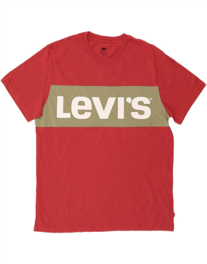 LEVI'S Herren-T-Shirt mit Grafik, Größe L, Rot, Farbblock