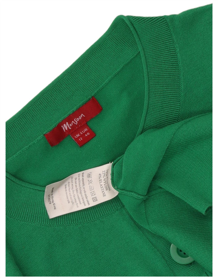 Monsoon Damen Crop Cardigan Pullover UK 12 Mittelgrüne Baumwolle
