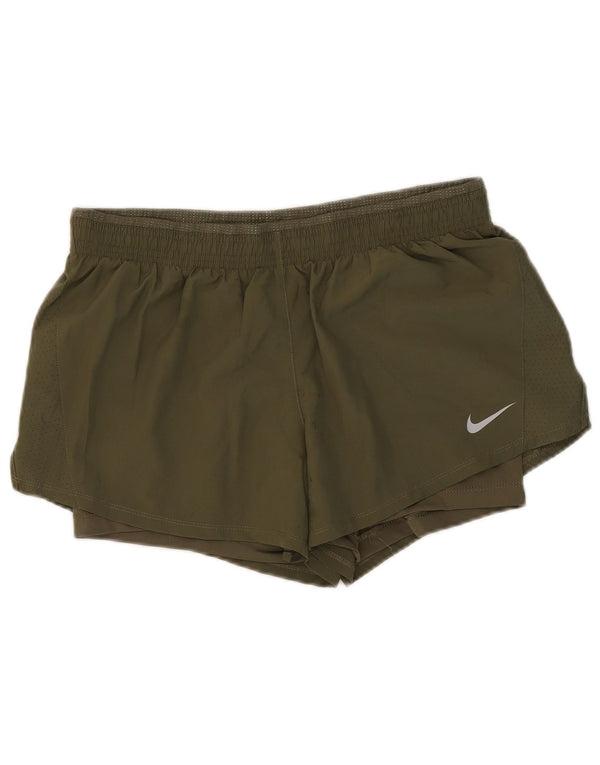 Nike Damen Dri Fit Sport Shorts UK 14 Large Khaki Polyester