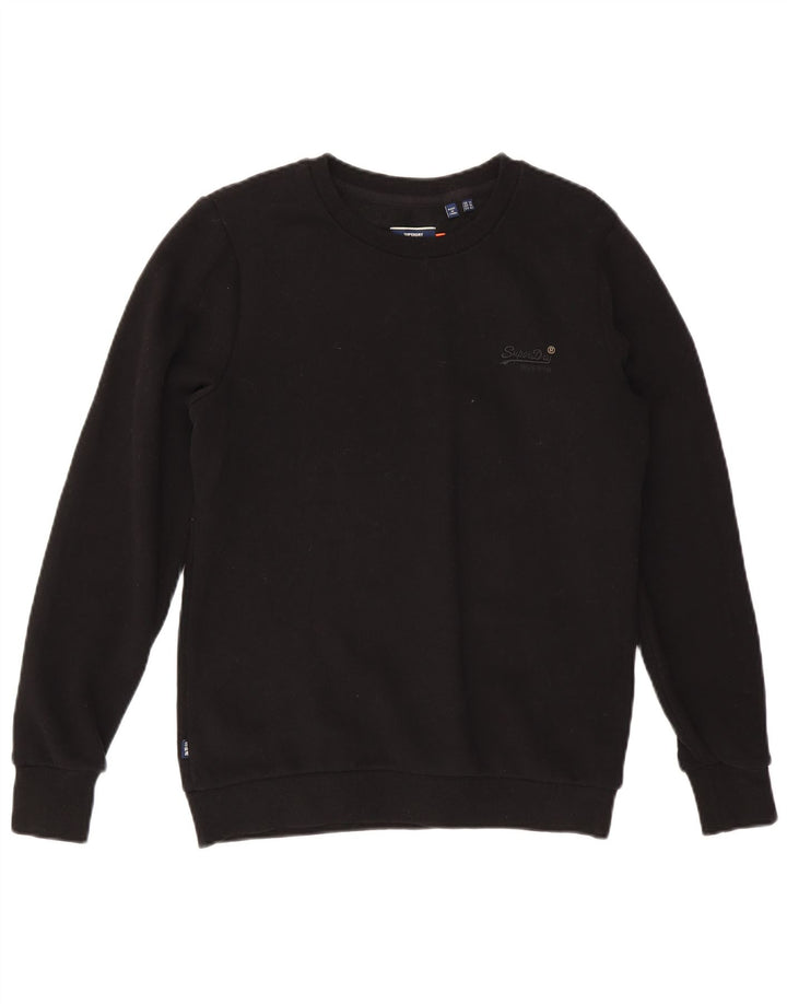 Superdry Damen-Sweatshirt-Pullover UK 14 Large Schwarz Baumwolle