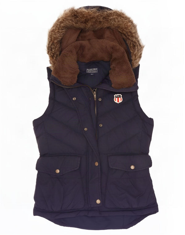Ralph Lauren Wattierte Damen-Weste mit Kapuze, UK 6, XS, Marineblau, Baumwolle