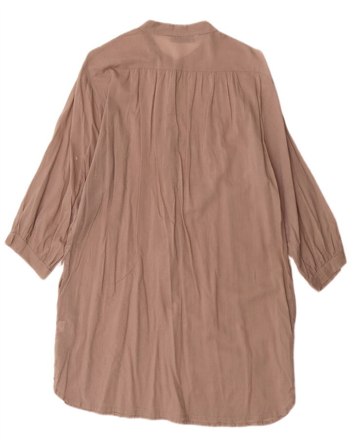 Zara Damen-Etuikleid mit 3/4-Ärmeln, UK-Größe 14, mittelbraune Baumwolle