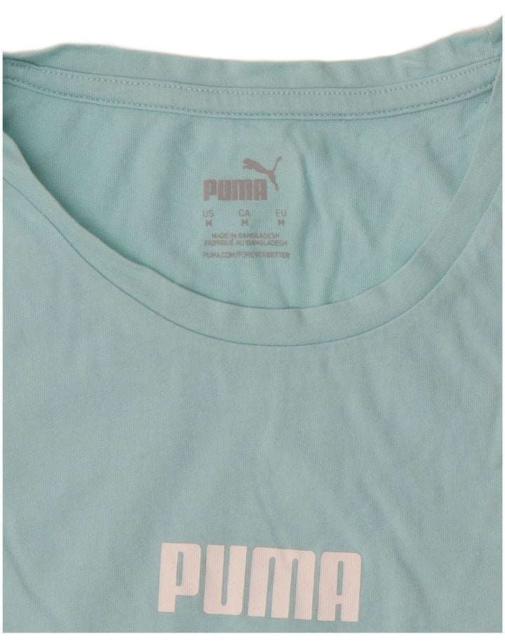 PUMA Damen Grafik T-Shirt Top UK 12 Mittelblau Farbblock