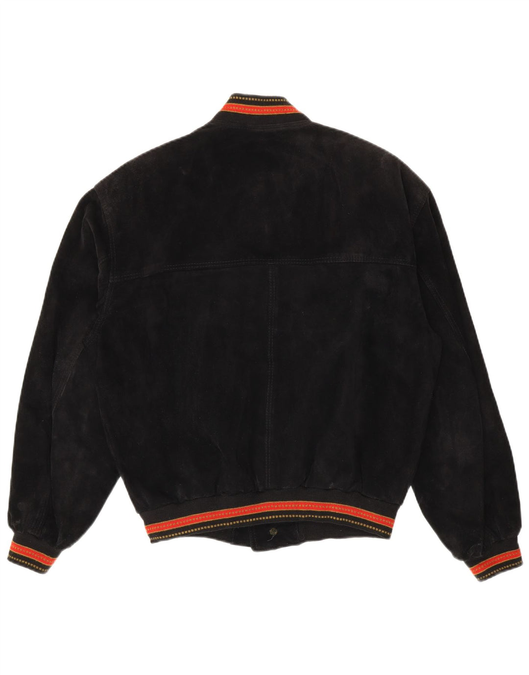 Vintage Herren Wildleder Bomberjacke IT 48 Mittelschwarz gestreiftes Leder