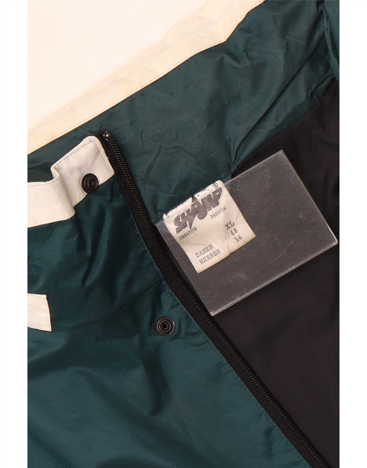 Shamp Herren-Regenjacke mit Kapuze, EU 56, XL, grünes Colourblock-Polyamid