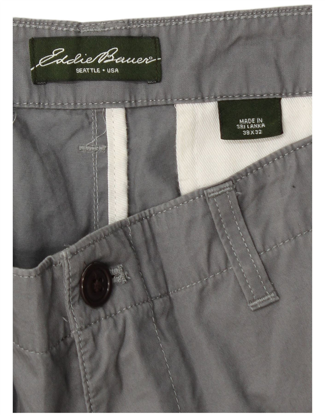 EDDIE BAUER Gerade Chinohose für Herren, W38, L32, graue Baumwolle