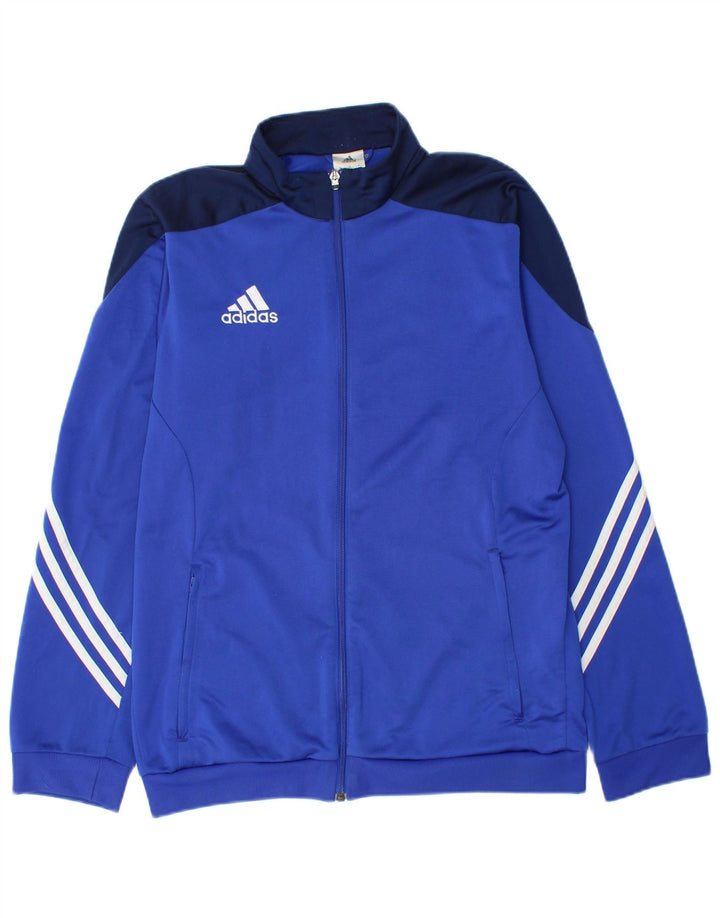 Adidas Herren-Trainingsanzug-Top-Jacke aus mittelblauem Colourblock-Polyester