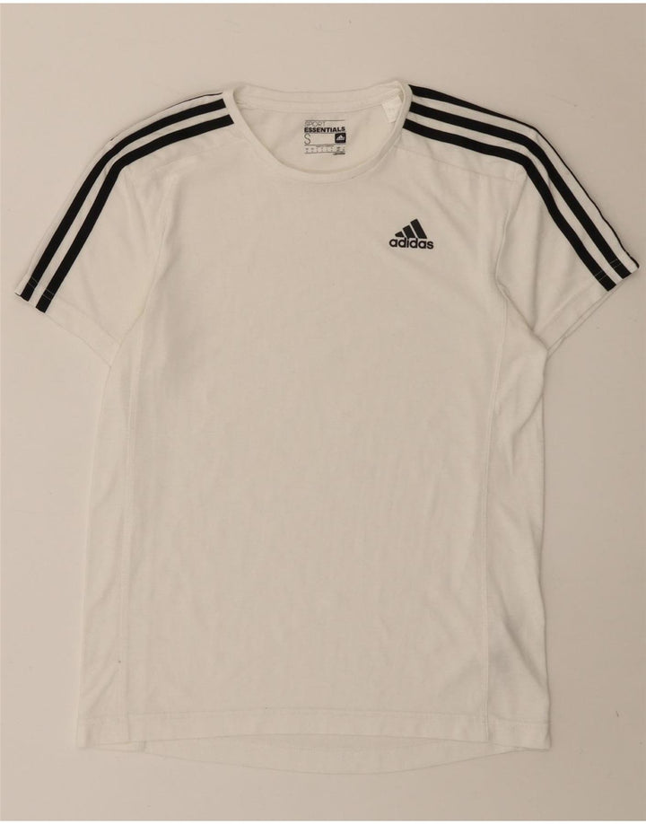 Adidas Damen Climalite T-Shirt Top UK 10 Small Weiß Polyester