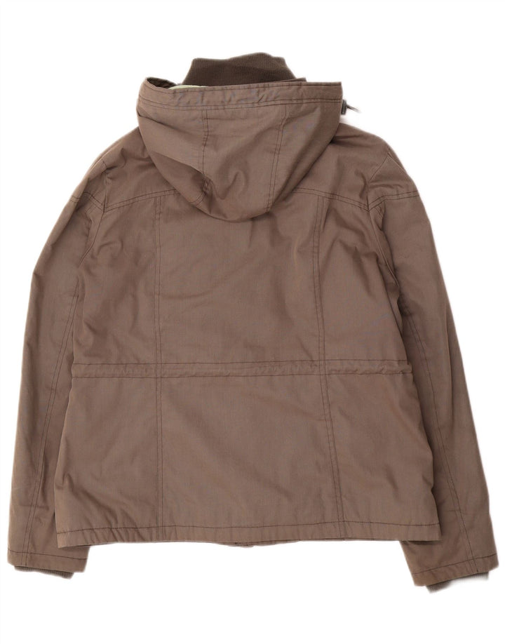 Fat Face Damen-Windbreaker-Jacke mit Kapuze, UK 16, Größe L, Grau, Baumwolle
