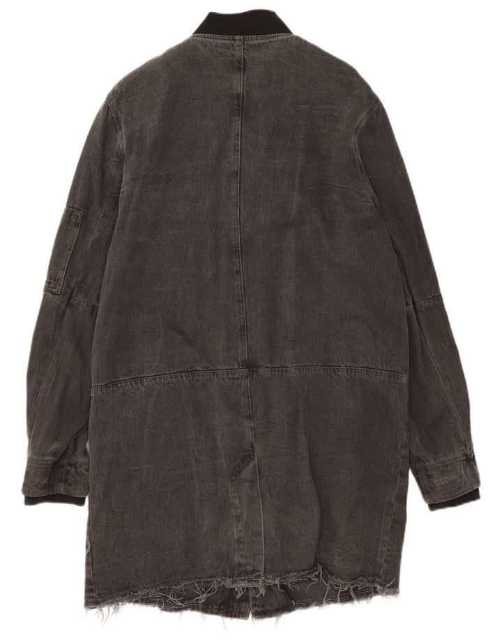 Zara Herren Jeansmantel UK 42 XL Graue Baumwolle