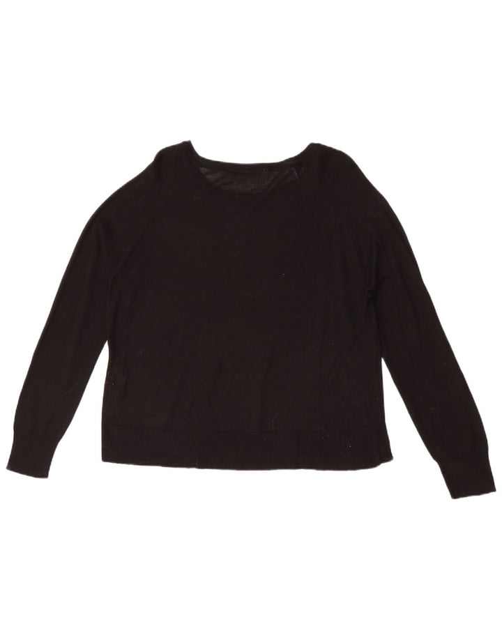Zara Damen-Pullover mit U-Boot-Ausschnitt, Gr. 14, mittlere schwarze Viskose