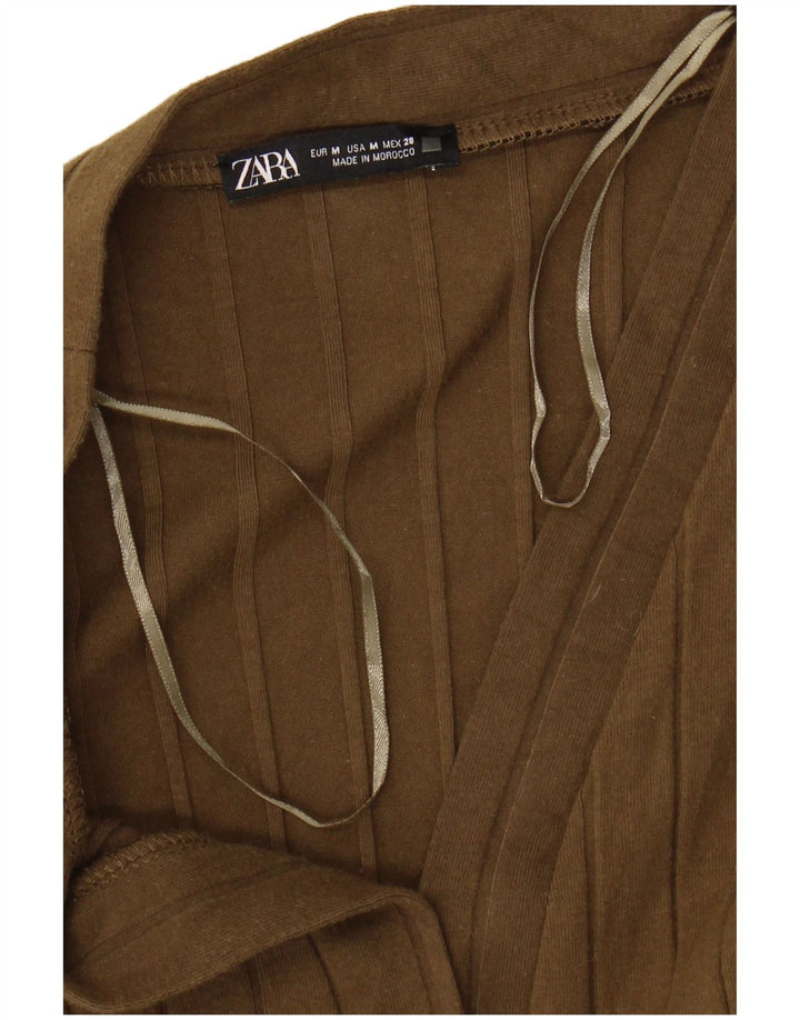 Zara Damen Langarm-Maxikleid UK 12 Medium Khaki