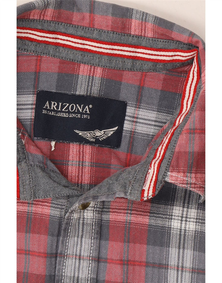 ARIZONA Mens Short Sleeve Shirt Large Pink Check Cotton Vintage Arizona and Second-Hand Arizona from Messina Hembry 