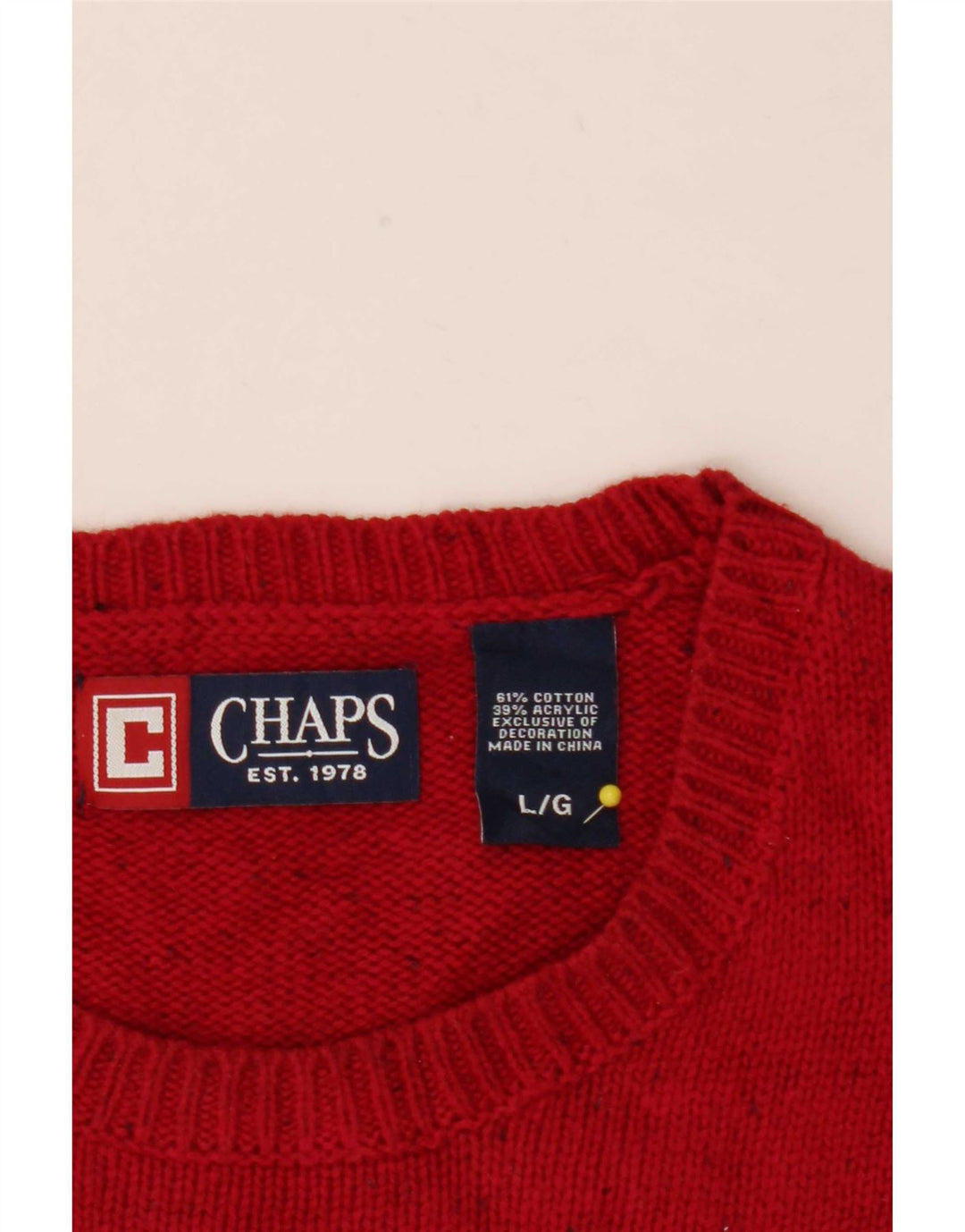 Chaps Herren-Pullover mit Rundhalsausschnitt, groß, rot gesprenkelte Baumwolle