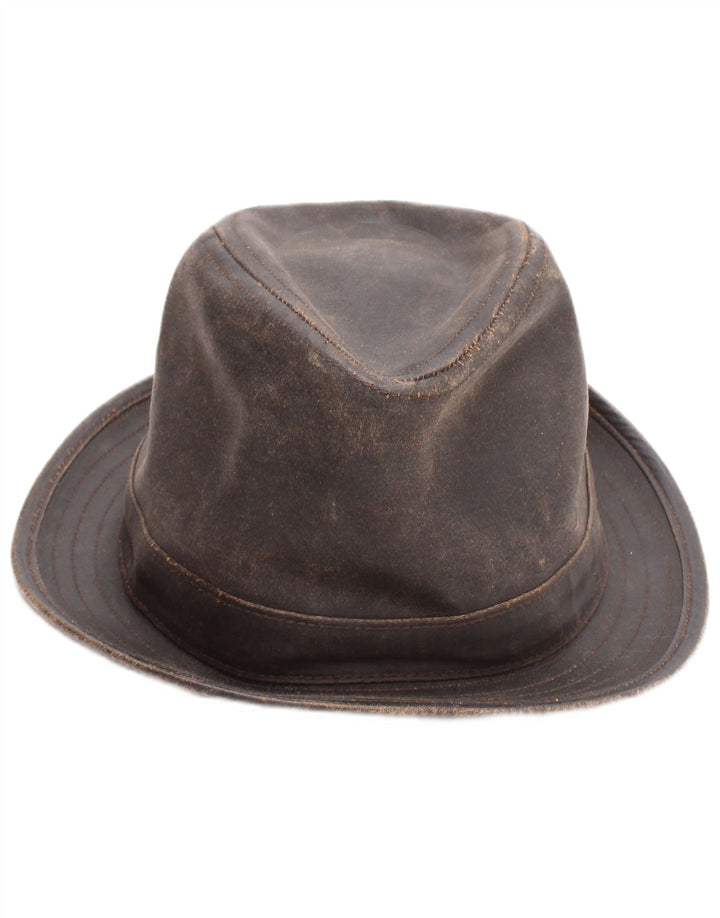 Stetson Herren Wachsbeschichteter Baumwoll-Fedora-Hut Mittelbraun Baumwolle